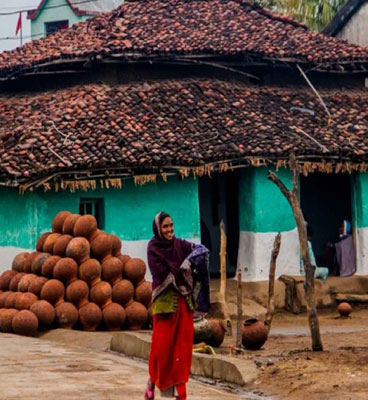 Village scene from Pachdhar near Pench, with local homes, trees, and pathways that reflect everyday life beside the forest.